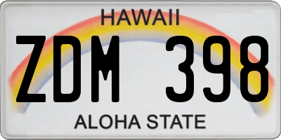 HI license plate ZDM398