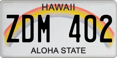 HI license plate ZDM402