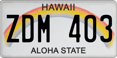 HI license plate ZDM403