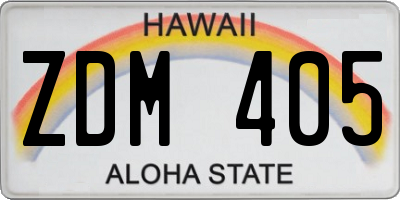HI license plate ZDM405