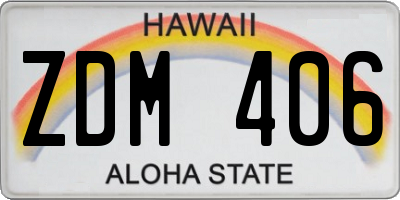 HI license plate ZDM406