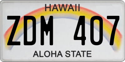 HI license plate ZDM407
