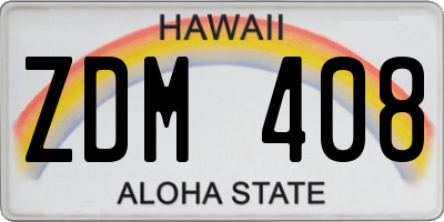 HI license plate ZDM408