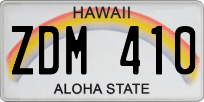 HI license plate ZDM410