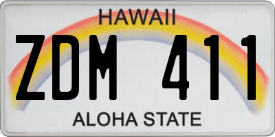 HI license plate ZDM411
