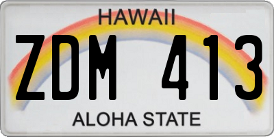 HI license plate ZDM413