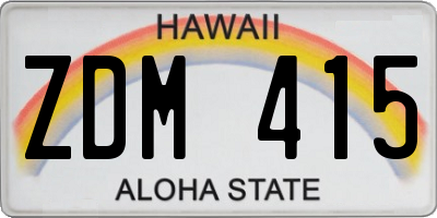 HI license plate ZDM415