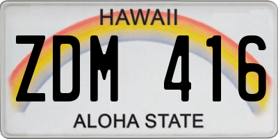 HI license plate ZDM416