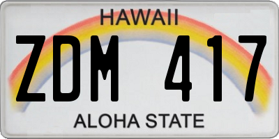 HI license plate ZDM417