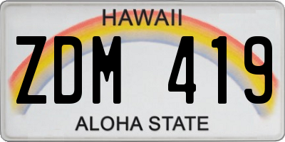 HI license plate ZDM419