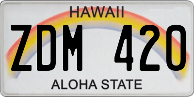 HI license plate ZDM420