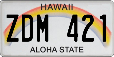 HI license plate ZDM421