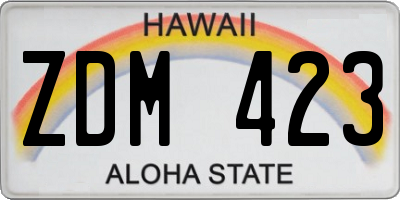 HI license plate ZDM423