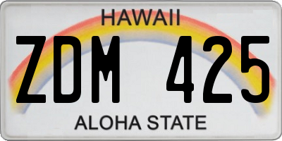 HI license plate ZDM425