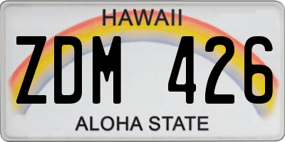 HI license plate ZDM426