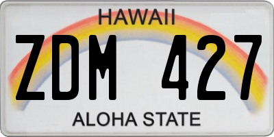 HI license plate ZDM427