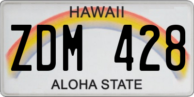 HI license plate ZDM428