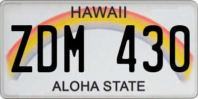 HI license plate ZDM430