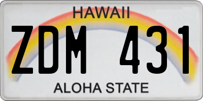 HI license plate ZDM431