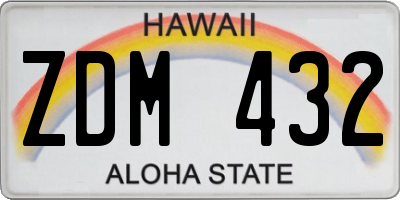 HI license plate ZDM432
