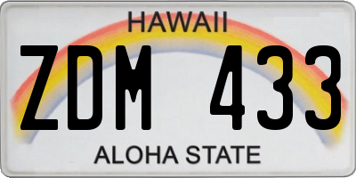 HI license plate ZDM433