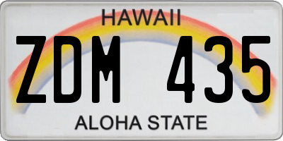 HI license plate ZDM435