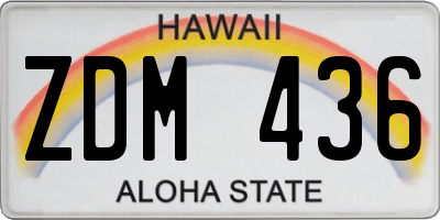 HI license plate ZDM436