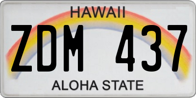 HI license plate ZDM437