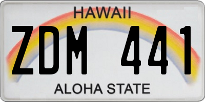 HI license plate ZDM441