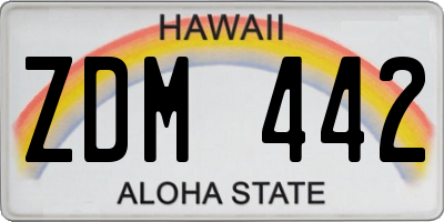 HI license plate ZDM442