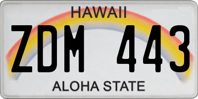 HI license plate ZDM443
