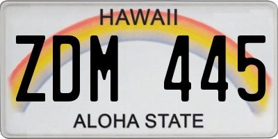 HI license plate ZDM445