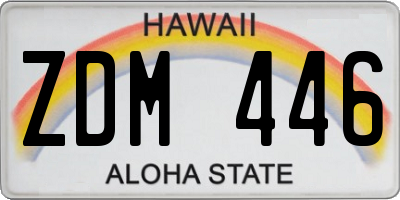 HI license plate ZDM446
