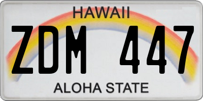 HI license plate ZDM447