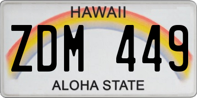 HI license plate ZDM449