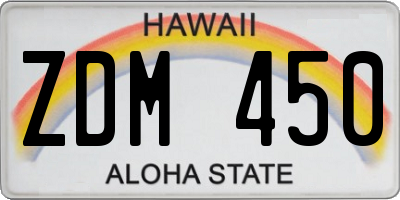 HI license plate ZDM450