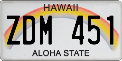 HI license plate ZDM451