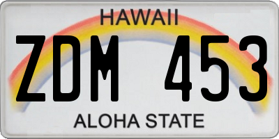 HI license plate ZDM453