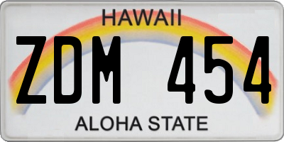 HI license plate ZDM454