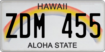 HI license plate ZDM455