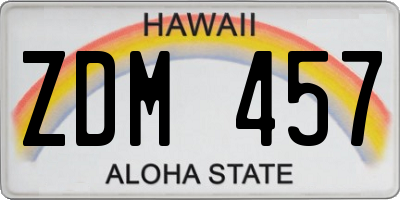 HI license plate ZDM457
