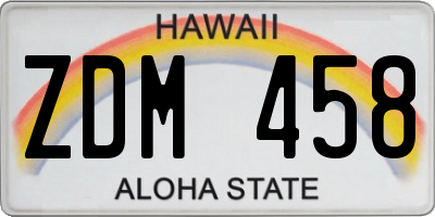 HI license plate ZDM458