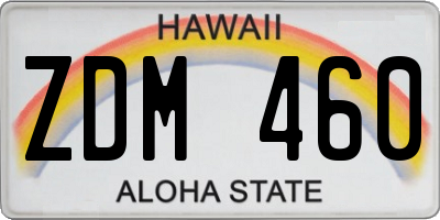 HI license plate ZDM460