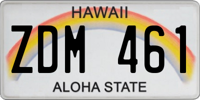 HI license plate ZDM461