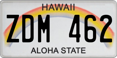 HI license plate ZDM462