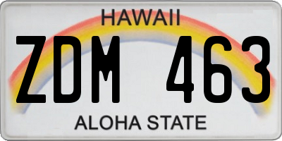 HI license plate ZDM463