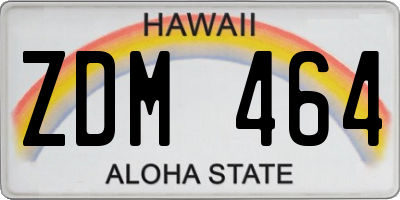 HI license plate ZDM464