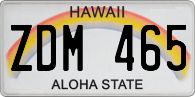 HI license plate ZDM465