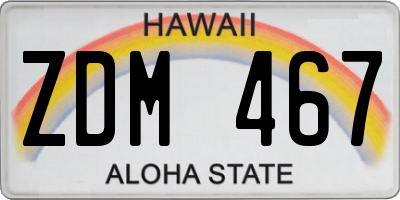 HI license plate ZDM467
