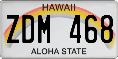 HI license plate ZDM468